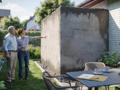 Darf mein Nachbar die unverputzte Mauer zu meinem Garten stehen lassen?
