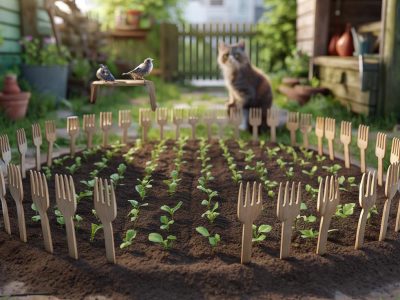 Geniale Gartentricks: Wie Holzgabeln Beete vor Katzen und Vögeln schützen