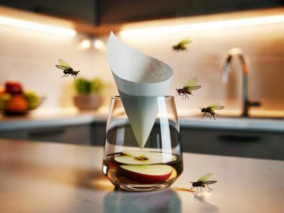 Mit diesem einfachen Glas-Trick verschwinden Obstfliegen über Nacht