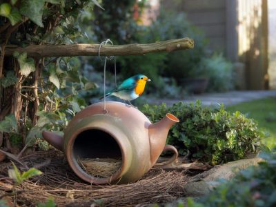 Rotkehlchen im Garten: Der perfekte Platz für die Teekanne-Nisthilfe