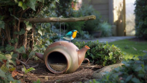 Rotkehlchen im Garten: Der perfekte Platz für die Teekanne-Nisthilfe